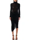 Magda Butrym Sheer High-neck Midi Dress In Black