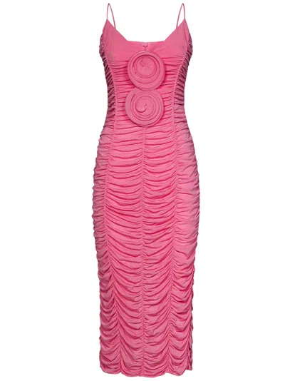 Magda Butrym Floral-applique Jersey Midi Dress In Rosa