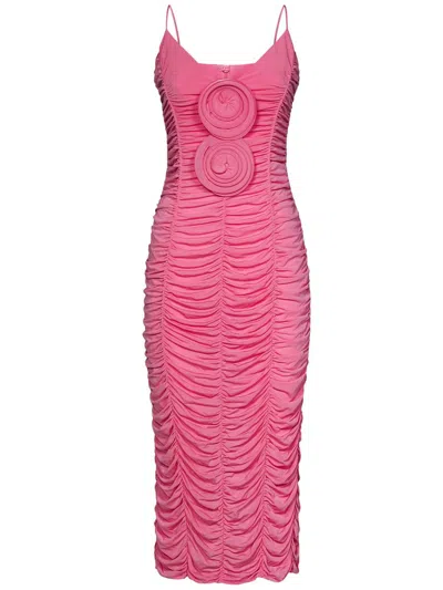 Magda Butrym Floral-applique Jersey Midi Dress In Rosa