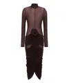 Magda Butrym Long Sleeve Sheer Midi Dress In Red