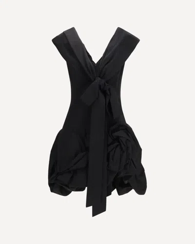 Magda Butrym Midi Dress With Draped Shawl Collar In Black