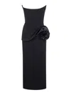 Magda Butrym Corseted Rose Midi Dress In Black