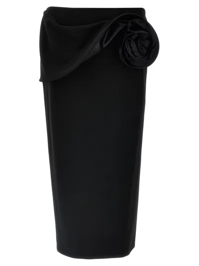 MAGDA BUTRYM MIDI SKIRT WITH MAXI 3D FLORAL DETAIL