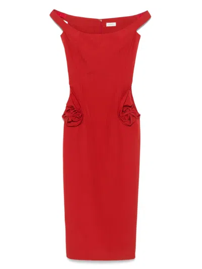 Magda Butrym Rose-detailed Midi Dress In Red