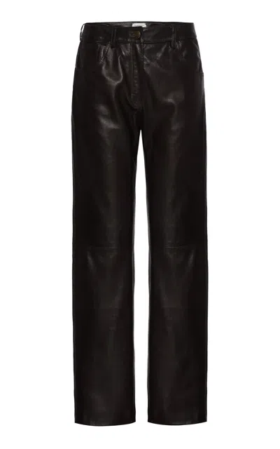 Magda Butrym Mid-rise Leather Straight-leg Pants In Black