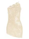 Magda Butrym Mini Crochet Lace Dress With Asymmetric Hem In Neutral