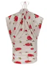 Magda Butrym Mini Draped Dress With All-over Rose Print In White