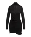 Magda Butrym Gathered Sheer Wool-blend Minidress In Black