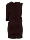 Magda Butrym Asymmetrical Draped Mini Dress In Bordeaux In Red