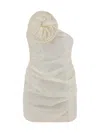 Magda Butrym Asymmetric Off-the-shoulder Silk Taffeta Dress In Neutral