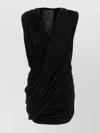 Magda Butrym Mini Dress Draped Design Ruched Detailing Sleeveless In Black