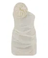 Magda Butrym Asymmetric Off-the-shoulder Silk Taffeta Dress In Neutral