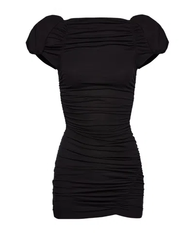 Magda Butrym Mini Dress With Bubble Sleeves In Black