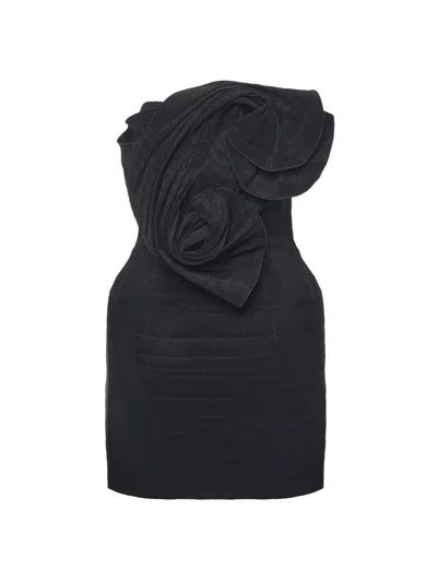 Magda Butrym Mini Dress With Floral Applique In Black