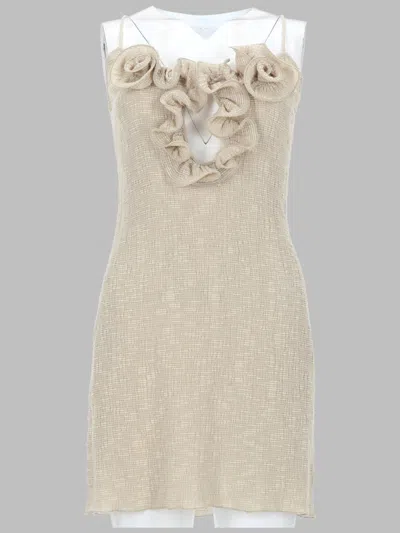 Magda Butrym Mini Dress With Luxe Shell Blend In Neutral