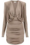 Magda Butrym Plunge Draped Minidress In Multicolor