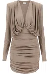 Magda Butrym Plunge Draped Minidress In Multicolor
