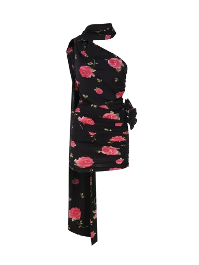 Magda Butrym Rose Printed Jersey Mini Dress In Black
