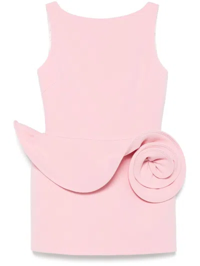 Magda Butrym Boat Neck Floral Applique Dress In Pink