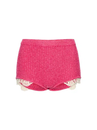Magda Butrym Mini-length Knit Shorts With Lace Crochet Hem