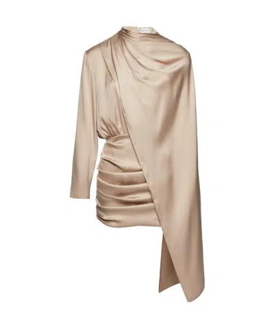 Magda Butrym Cape-effect Silk Blouse In Beige
