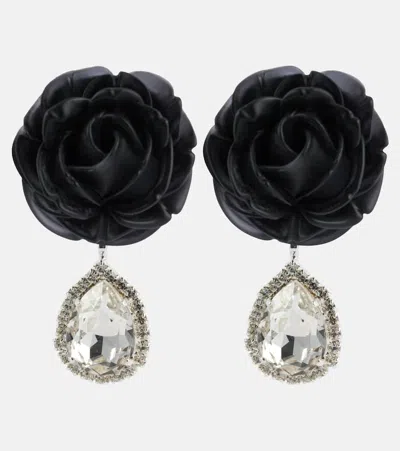 Magda Butrym Mini Rose Crystal-embellished Drop Earrings In Black