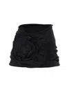 Magda Butrym Silk Mini Skirt With 3d In Black
