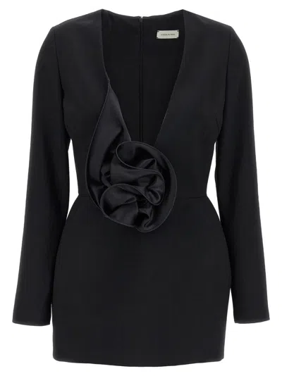 MAGDA BUTRYM MINI WOOL DRESS WITH 3D FLORAL APPLICATION