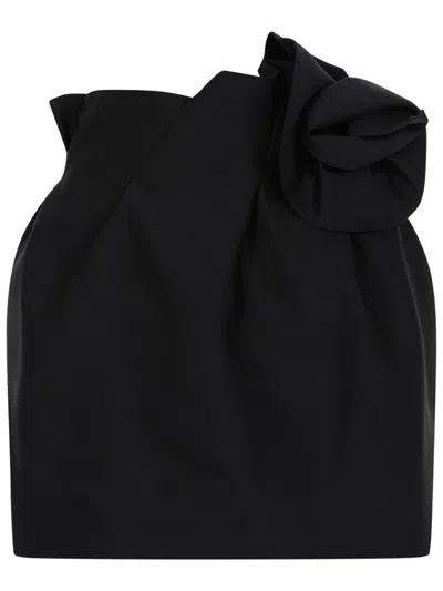 Magda Butrym Minigonna Con Dettaglio Floreale In Black