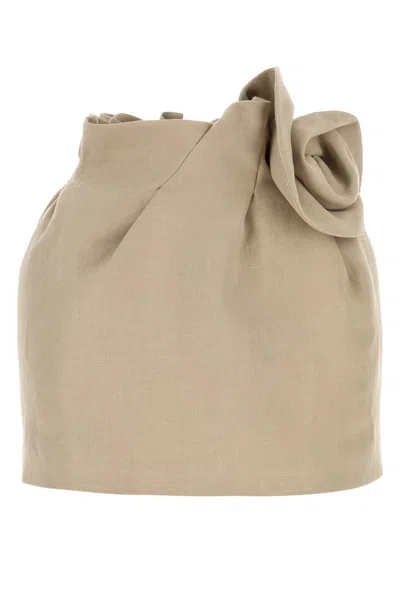 Magda Butrym Beige Linen Blend Mini Skirt In Brown