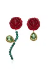 Magda Butrym Mismatch Roses Resin And Crystal Earrings In Red