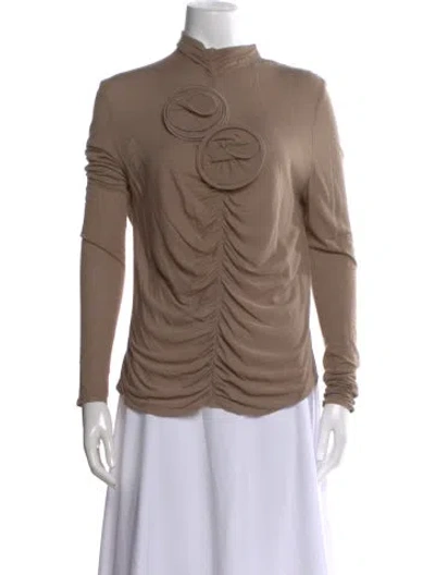 Pre-owned Magda Butrym Mock Neck Long Sleeve Top In Neutral