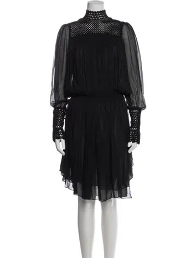 Pre-owned Magda Butrym Mock Neck Mini Dress In Black