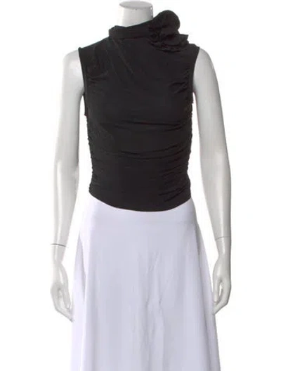 Pre-owned Magda Butrym Mock Neck Sleeveless Top In Black