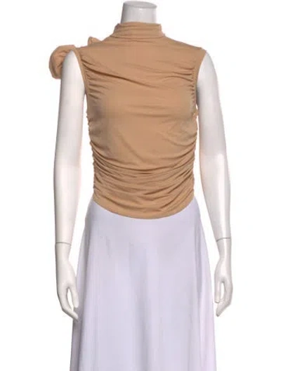 Pre-owned Magda Butrym Mock Neck Sleeveless Top In Neutrals
