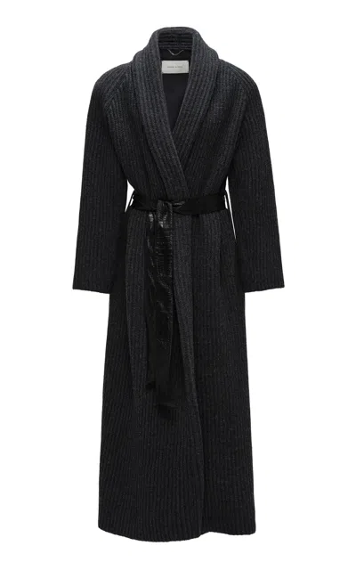 Magda Butrym Ribbed Belted Coat In Gray