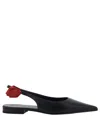 Magda Butrym Point Toe Leather Ballet Flats With Slingback Design In Black