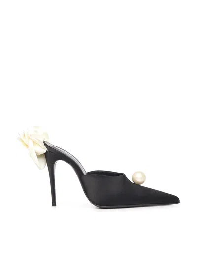 MAGDA BUTRYM MULES WITH SATIN FLOWERS