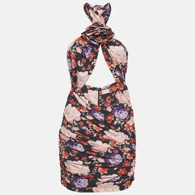 Pre-owned Magda Butrym Multicolour Floral Print Jersey Ruched Mini Dress S