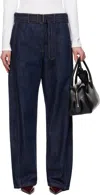 Magda Butrym Belted Wide-leg Jeans In Navy