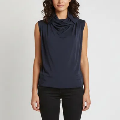 Pre-owned Magda Butrym Navy Blue Jersey Draped Hooded Blouse S
