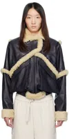 Magda Butrym Shearling Trim Jacket Front Pockets
