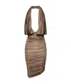 Magda Butrym Plunge-halterneck Jersey Midi Dress In Brown