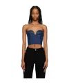 Magda Butrym Cropped Cotton Denim Corset Top In Black