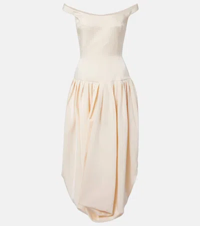 Magda Butrym Off-shoulder Cotton And Silk Maxi Dress In White