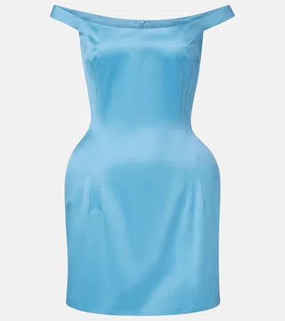 Magda Butrym Off-shoulder Cotton Minidress In Blue