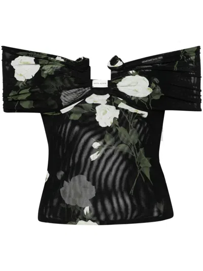 Magda Butrym Off-shoulder Cropped Blouse In Black