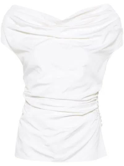 Magda Butrym Off Shoulder Draped Blouse In White