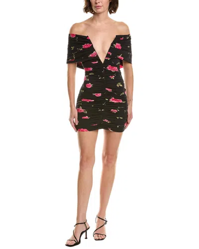 Magda Butrym Draped Floral-print Mini Dress In Black