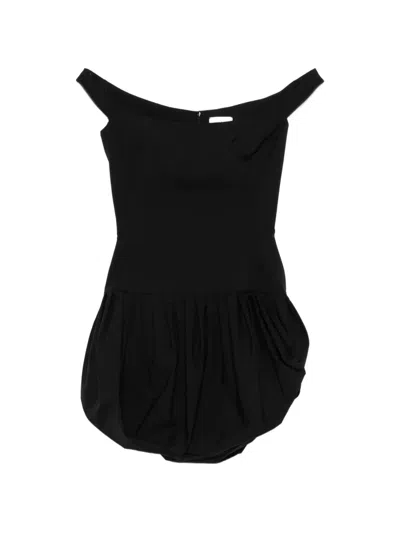 Magda Butrym Off Shoulder Corset Mini Bubble Dress In Black